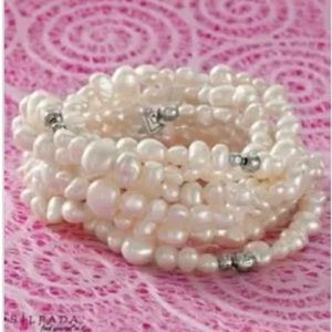 Silpada Freshwater Pearl and Sterling Silver stretch bracelets